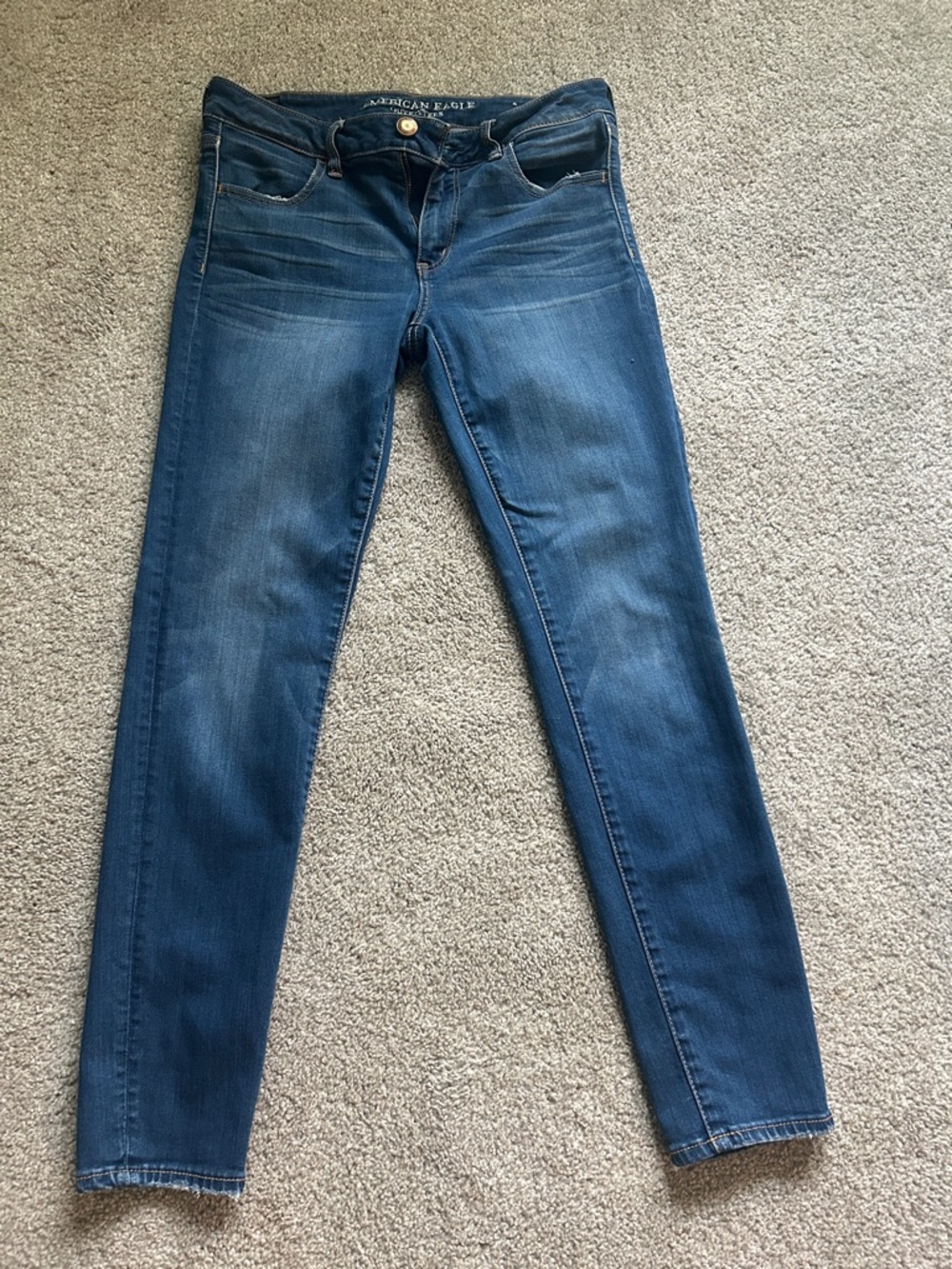 American Eagle Outfitters Skinny Jean Dark Blue Wash Jegging Distressed women 10